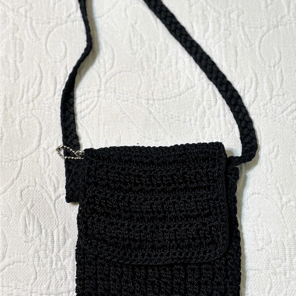 The SAK mini Crochet Crossbody Bag, black. Perfect condition